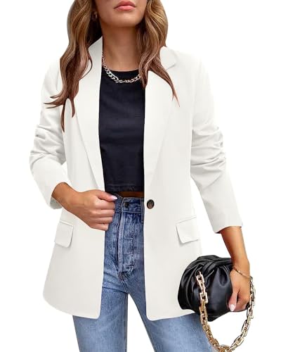 Women Long Sleeve Lapel Neck One Button Business Blazer Jacket Single Breasted Solid Color Office Suit Jacket3