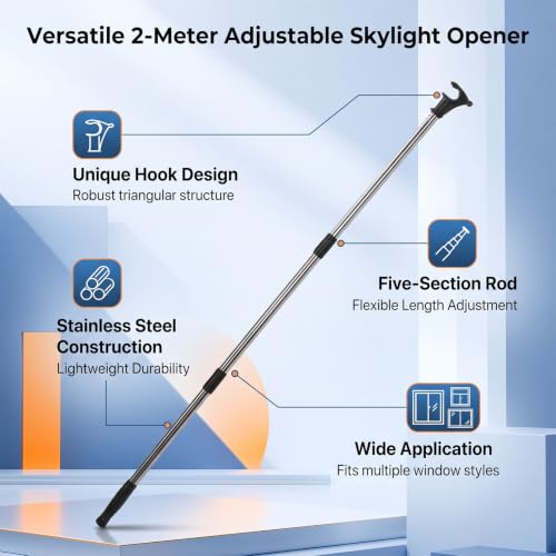 Abridor de Poste de Ventana Telescópico Varilla Ajustable Acero Inoxidable Luocute 6,56 Pies 4