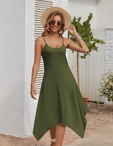Image of Zeagoo Women Summer Midi Dresses 2026 Hawaiian Bohemian Beach Cover Up Sundress Spaghetti Strap Casual Dress with Pockets
