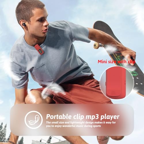 Image of 64GB Sport Clip on MP3 Player with Bluetooth- Superlight Mini MP3 Player with FM Radio,Recorder, MicroSD Support, Shuffle Playback for Running, Cycling, Hiking, Climbing and Yoga