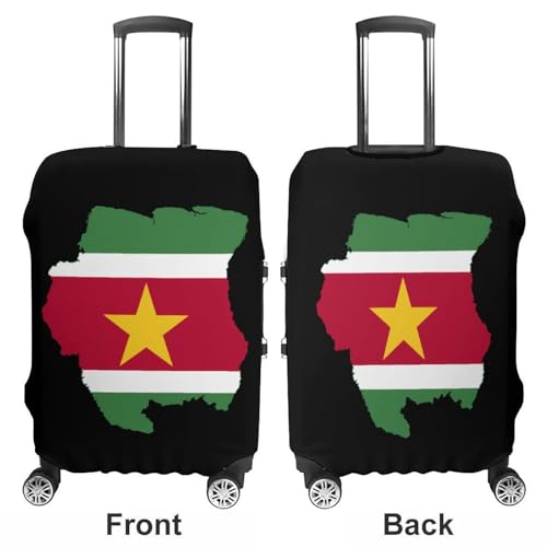Flag Map of Suriname Travel Luggage Cover for Suitcase 19-32 Inches Elastic Washable Baggage Protector3