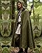 L'VOW Medieval Hooded Cloak Renaissance Cape with Hood Women Men Vintage Sorcerer Capelet for Halloween Cosplay Costume(Army Green)