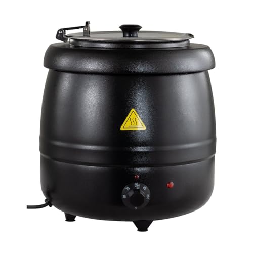 GastroHero Suppentopf ECO 10 Liter schwarz 3595 C elektrisch Suppenwärmer Thermostat Edelstahl Deckel Buffet Catering