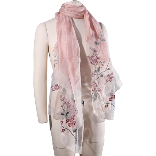 Bufanda de seda floral y hiyab bordado marrón para regalar calidez al hombre moderno 4