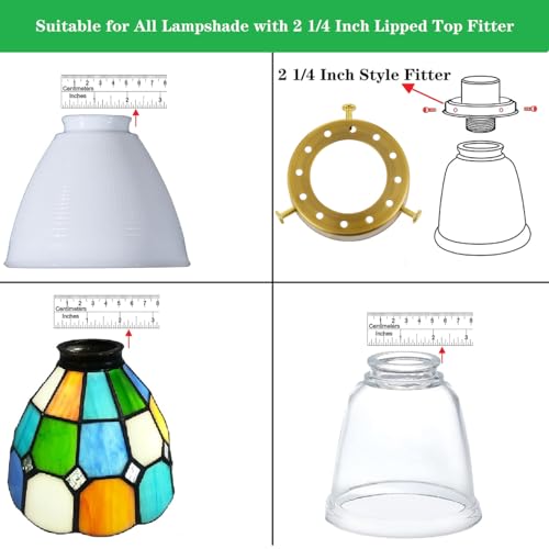 Youjiayouni HOLDER-BRASS-1 Uno-Type Lamp Shade Holder 2 1/4 Inch Lamp Shade Adapter Ring,Glass Lamp Shade 2 1/4 Inch Fitter, Screw-On Lamp Shade Holder Replacement,Hardware For Replace E26/E27 Socket Lampshade,Brass thumb #3