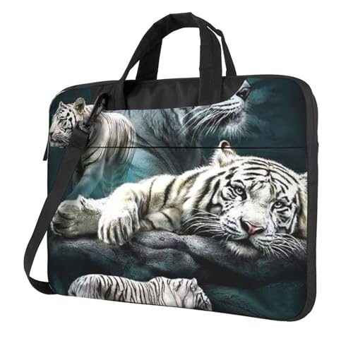 Sac à bandoulière pour ordinateur portable imprimé tigres blancs idéal bureau et école
