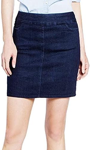SLIM-SATION womens Wide Band Pull on Skort Shorts, Denim, 6 US