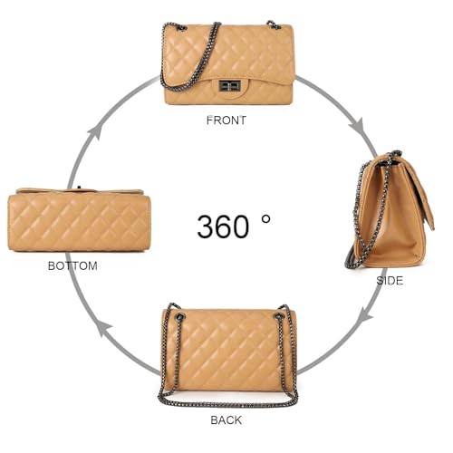 Image of Gladdon Quilted Crossbody Purse for Women Trendy Shoulder Bags | Stylish Shoulder Purse,Quilted Pattern,Structured bag,Chain Strap,Spacious Enough,Casual and Dressy Outfits,Any Occasion