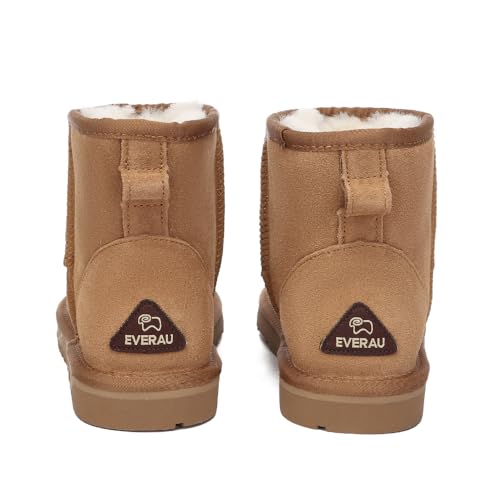 Image of EVERAU Men Falcon Mini Classic Boots Warm Winter Sheepskin Suede Water Resistant Boots, US