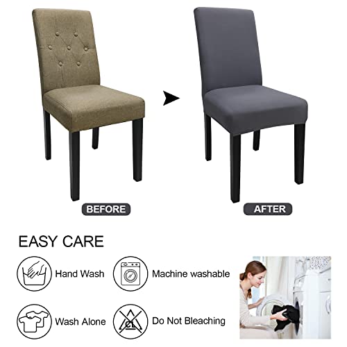 Keyroal Dining Room Chair Covers Set Of 8, Stretch Solid Color Parsons Chair Slipcovers Spandex Removable Washable Kitchen Chair Protector Cover For Dining Room, Hotel, Ceremony(Grey) #TOP7