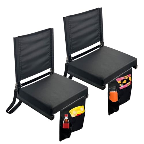 ZWanPing Stadium Seats with Back Support 2 Pack Extra Wide,Stadium Seat for Bleachers with Back Support,Portable Bleacher Chairs with Back and Cushion Foldable (KTY-2A)