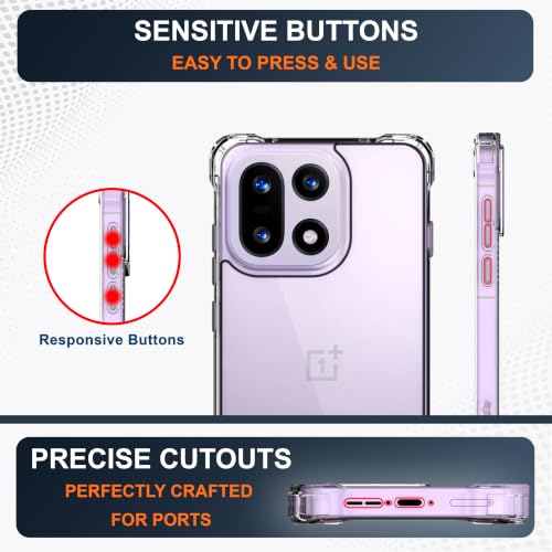 Image of CEDO Cover for OnePlus 15 (5G) | Camera Protection Shockproof Bumper-Edge | 360 Degree Protection Acrylic Crystal Clear TPU+PC | Transparent Back Case Backcover (Transparent)