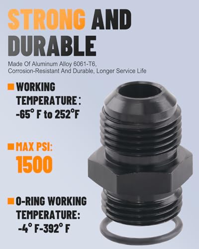 image for Taiidaues 6 PCS 10AN Flare to 8AN ORB Male O-ring Boss Fuel Rail Adapt