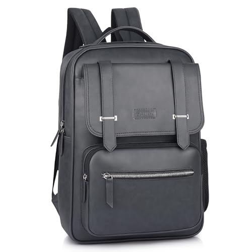 SAULT Vegan Leather Casual 15.6 Inch Laptop Travel Business College Office Backpack for Men & Women