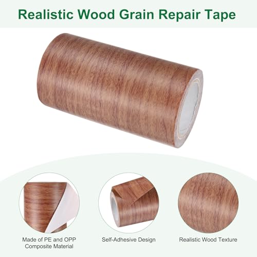 Image of M METERXITY 1-Roll Wood Grain Repair Tape, 4 Inch x 15ft Self-Adhesive Wood Floor Tape, Realistic Textured Repair Patch, Contact Paper for Furniture /Floors /Home Decor [Chocolate]