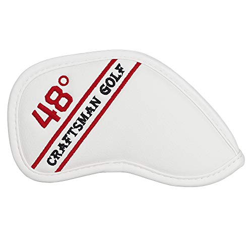 Craftsman Golf 1pc 48° 48 Degree Golf Wedge Cover Case Synthetic Leather White Golf Club Head Cover Wedge Iron Protective Headcover