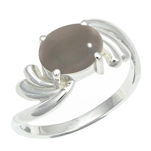 Ring Silver Plated Gray Moonstone Gemstone Anniversary E1259BQ_21(13.5)