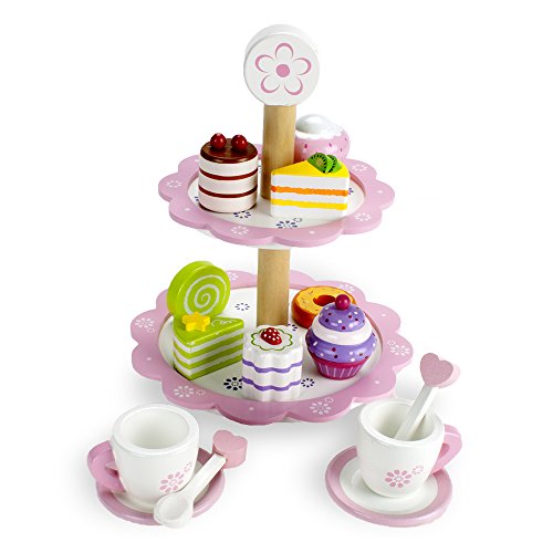 Imagination Generation Wood Eats! Tea Time Pastry Tower - Toy Dessert Stand Includes