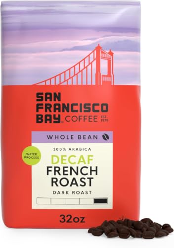 Image of San Francisco Bay Coffee - Decaf Dark Roast Whole Bean Coffee - Decaf French Roast (2 lb bag) - Swiss Water Processed (Pack of 6)