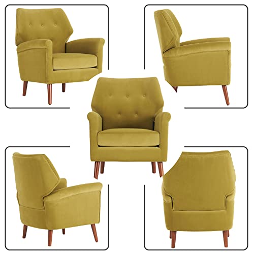 Lovspatio Mid-Century Modern Upholstered Button Tufted Sofa Chair,Accent Linen Fabric Armchair For Living Room,Bedroom,Office (Olive Green)… #TOP5