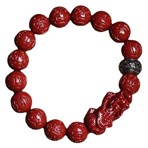 Bracelet Feng Shui cinabre et pierre de prospérité cristal