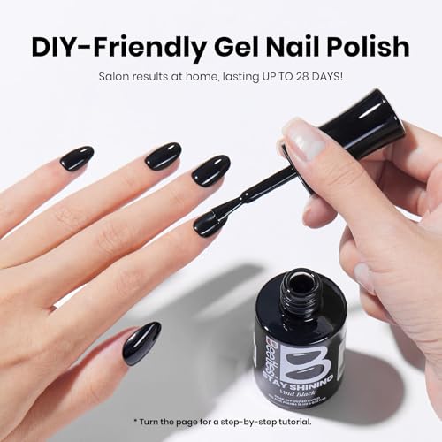 Image of Beetles Black Gel Polish - VoidBlack 15ML /0.51Fl Oz, Black Gel Nail Polish, Same Color Same Bottle STAY SHINING, Soak Off UV LED Lamp Classic Nails Art, Manicure Salon DIY Home Nails
