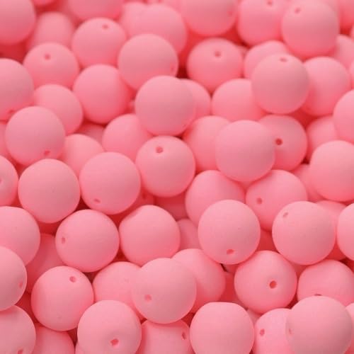 12 pcs Czech Round Pressed Glass Beads 8 mm Matte Neon Bondeli Light Pink 92923