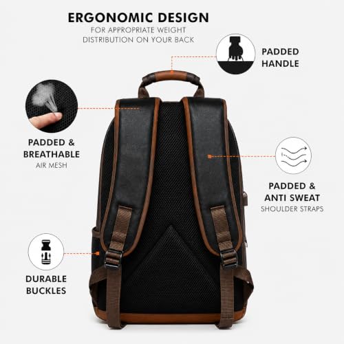 Image of FUR JADEN Anti Theft Number Lock Backpack Bag with 15.6 Inch Laptop Compartment,Organizer Pocket for Men Women Boys Girls (Tan&Black)
