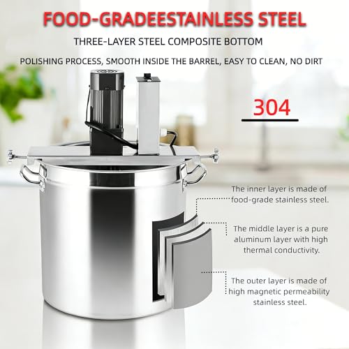 Comercial Automatic Pot Stirrer 40L, Stainless Steel Food Mixer con Control de Velocidad Ajustable, adoración de musble de Capa para la Cocina de Salsa de Jam, máquina de Mezcla eléctrica para Cocina