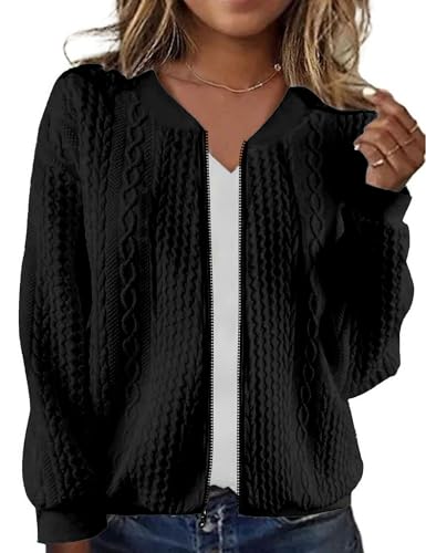Image of WROLEM Zip Up Sweatshirts for Women Casual Outfits Cardigan Outerwear Trendy Winter Jackets Coat