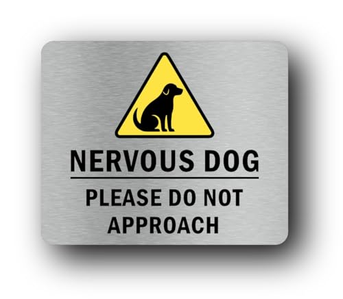 Panneau Nervous Dog en aluminium brossé 11x9,5 cm pour signalisation extérieure