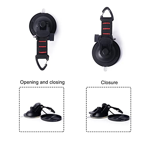 Fincos Heavy Duty Suction Cups Anchor 4 Pieces With Hooks Upgraded Car Camping Tie Down Strong Suction Cup With Securing Hook Strong Power For Awning Boat Camping Trap Accessory As Car Side Awning #TOP1