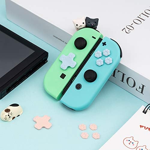 GeekShare 4PCS Cat Paw Button Caps Joystick Cover Compatible with Nintendo Switch / OLED - Pink & Blue