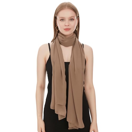 Echarpe Foulard Femme Mousseline - Taupe Fonce Chale Echarpes et Foulards Femme Mousseline Chiffon...