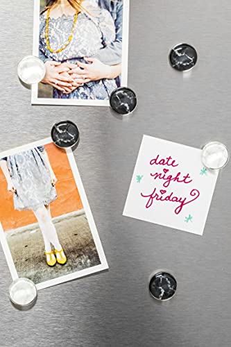 image for Brothers Bench Black & White Granite Fridge Magnets, 12 Pcs Round Glas