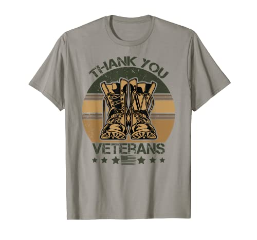 Thank You Veterans Botas de combate Día de los veteranos Bandera americana Camiseta
