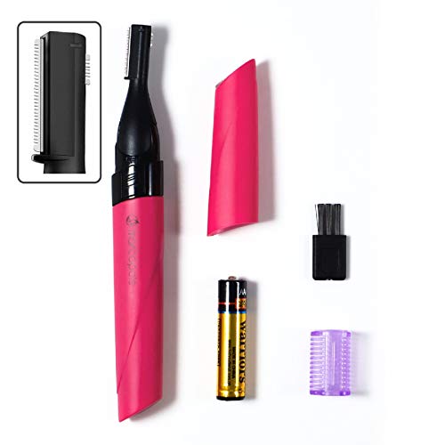 Dual Blade Eyebrow Razor& Facial Hair Removal for Women, Marcopele Electric Precision Face Trimmer with Comb for Lip Arm Leg Bikini(Pink)