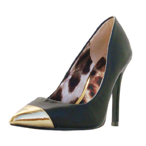 Qupid Women's Potion05 Black Leatherette Pointy Toe Pump 9.0 M Us #TOP24