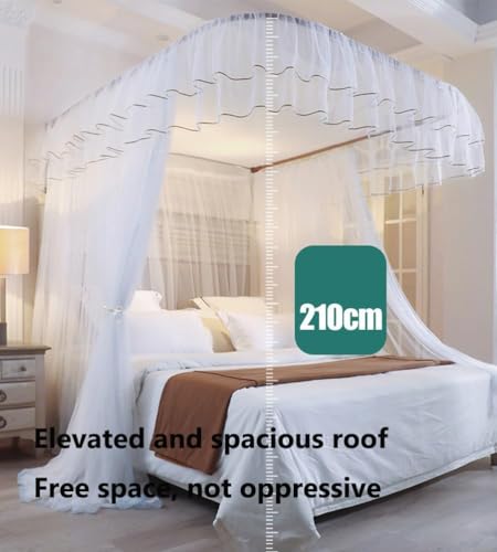 Mosquitera con dosel para cama de matrimonio con soporte de metal resistente de 180x220 3