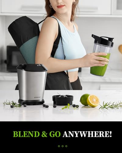 Blender for Shakes and Smoothies, 24oz Personal Blender, Max 1000W Smoothie Blender with 2 Portable BPA Free Cups for Frozen Drinks, Smoothies, Sauces, & More, Stainless Steel - Image 6