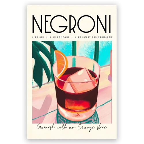 Iconic Negroni cocktail poster MIX & MATCH Bar Cart Decor