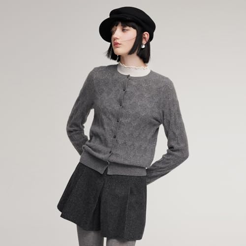 Image of GOELIA Pure Cashmere Wool Cardigans Womens Sweaters Trendy Long Sleeve Button Down Cozy Loose Fit Knit Going Out Tops