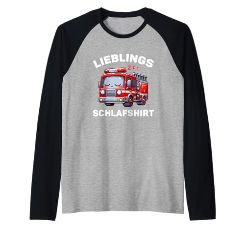 Lieblings Schlafshirt Schlafanzug Pyjama Kinder Feuerwehr Raglan