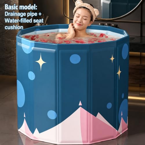 Image of YAGVIZ Portable BathTub for Suitable All Ages | Foldable Multi-Layered Ice Bath with Cover | PVC Leakproof Bath Tub with Drain-pipe | Cold Water Therapy for Athlete Recovery