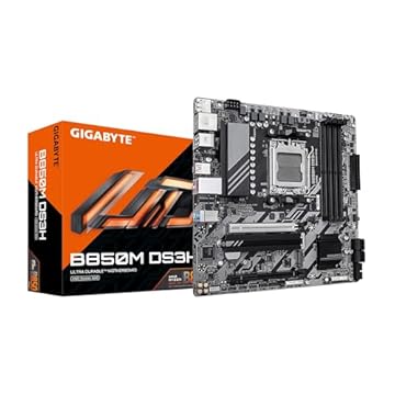 GIGABYTE Placa-mãe B850M DS3H AMD AM5 LGA 1718, mATX, DDR5, 2X M.2, PCIe 5.0, USB-C, LAN de 2,5 GbE, EZ-Latch, garantia de 5 anos
