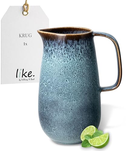 like. by Villeroy & Boch – Lave glacé Krug Blau, Spülmaschinenfest, Mikrowellensicher, Karaffe, Kanne, Wasserkrug, Wasserkaraffe, Krug für Wasser und Saft, Steingut