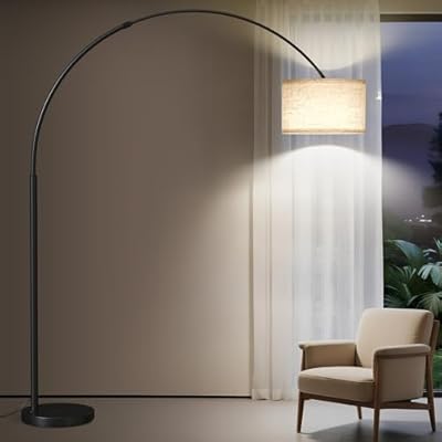 SUNMORY 82" Tall Arc Floor Lamps for Living Room, Large Floor lamp with Length Adjustable, Modern Curved Floor lamp, Corner Lamp for Dining Room, Office, Black