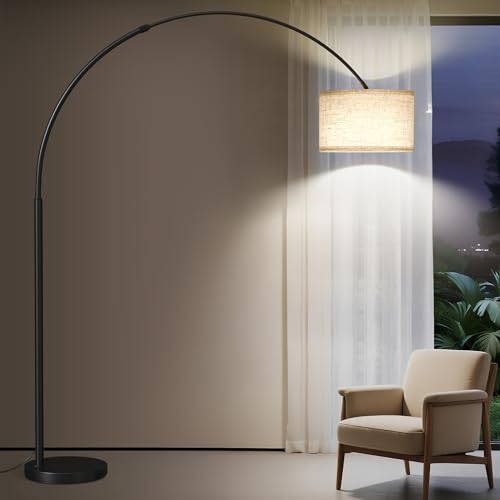 SUNMORY 82 Tall Arc Floor Lamps for Living Room Large Floor lamp with Length Adjustable Modern Curved Floor lamp Corner Lamp for Dining Room Office Black