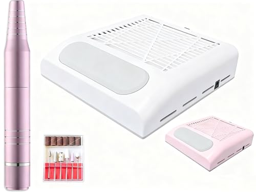 ネイルミニプロ ネイルマシンセット ネイルマシーン 電動ネイルマシン ネイルダストコレクター ネイル集塵機 ビットセット 防塵キャップ付き 無段階スピード調整 正逆回転 ネイルケア ジェルオフ ネイルオフ セルフネイル (ML170ネイルマシン(ピンク),