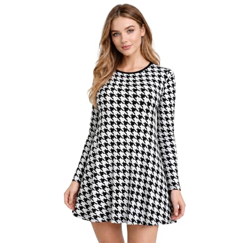 Image of janisramone Womens Ladies New Leopard Printed Long Sleeve Flared Swing Dress A Line Skater Party Mini Top Plus Size